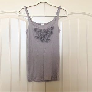 🌸 3 for $30 🌸 J.Crew Taupe Tank Top with Chiffon Rosettes